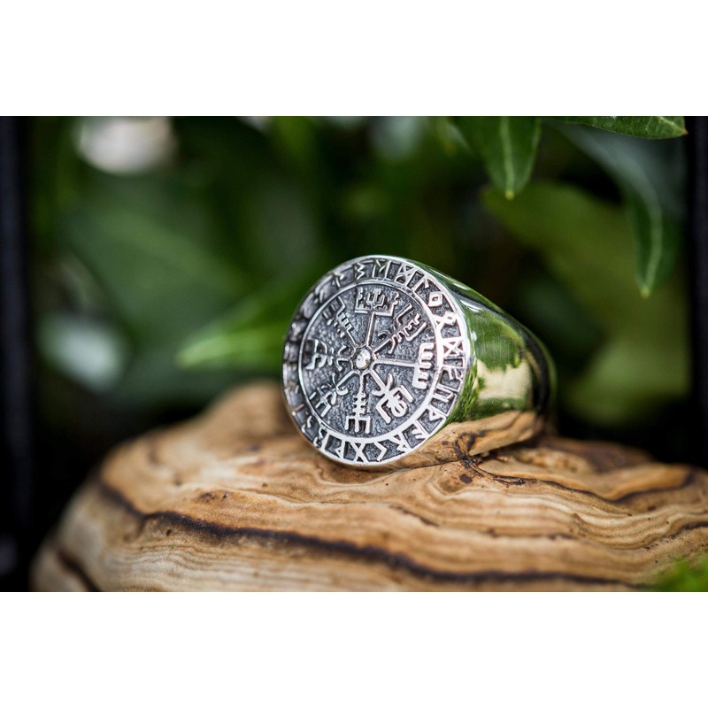 Windalf Rune Vikings Ring VEGVISIR 18 mm Viking Compass Signet