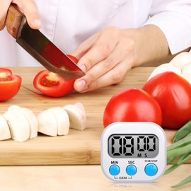 15 Pieces Small Digital Kitchen Timers Magnetic Countdown Timer Loud Alarm Big Digits Classroom Stopwatch Clock Timer for Cooking Baking Sports Games Office, White, Pink, Blue