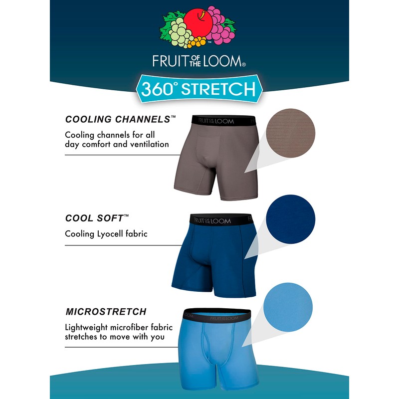 Fruit of the Loom Men's Micro-Stretch Boxer Briefs, assorted, X-Large