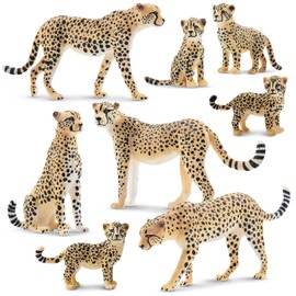Toymany 8PCS Cheetah Figure, Wild Animal Figure, Model, Parent and Child, Realistic Model, Popular, Toy, Birthday, Gift, Christmas, New Year, Ornament, Collection, Ages 6 and Up