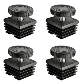 MroMax 16 juegos de pies niveladores ajustables de 38 x 38 mm, kit de inserción de tubo cuadrado de plástico y metal, rosca M8, nivelador deslizante p