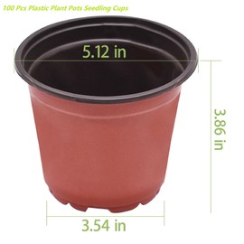 LiGuVCY 5.1 inch Plastic Plant Pots Seedling Cups 100 Pack Nursery Plant Pot Seedling Pots, Greenhouse pots for Cultivate Seeds, Growing containers for Plants