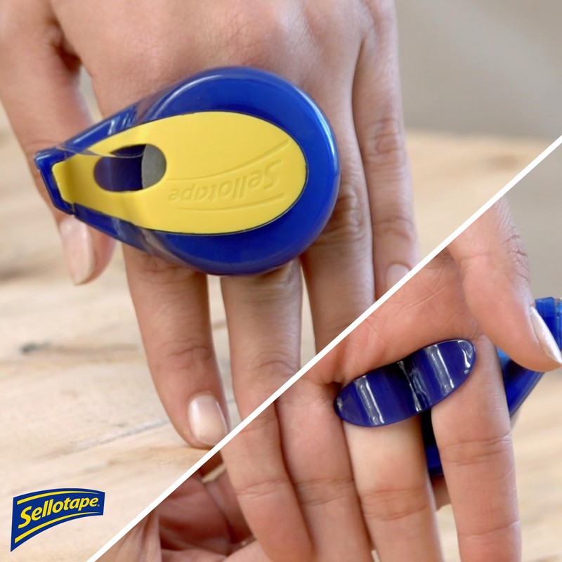 Sellotape On-Hand Dispenser with Super Clear Tape, Both hands free
