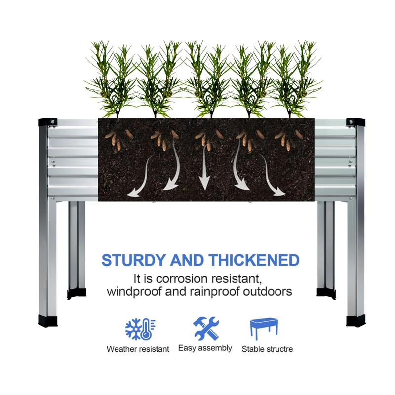 DIIYIV 2PCS Galvanized Raised Garden Bed with Legs,2PCS 48×18×30in Elevated