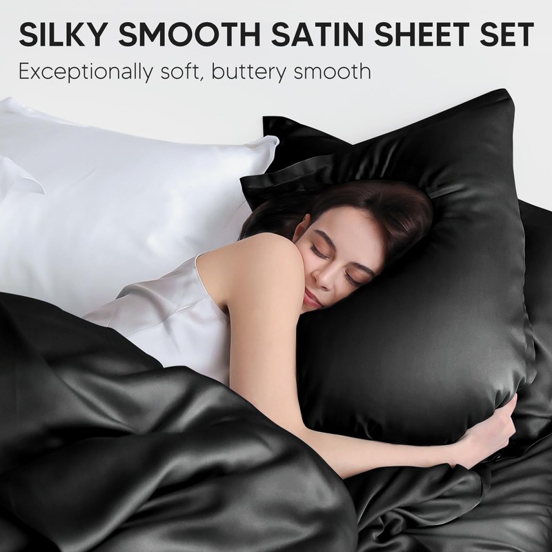 Tokokimo Satin Sheets Full Size 4 PC - 16" Deep