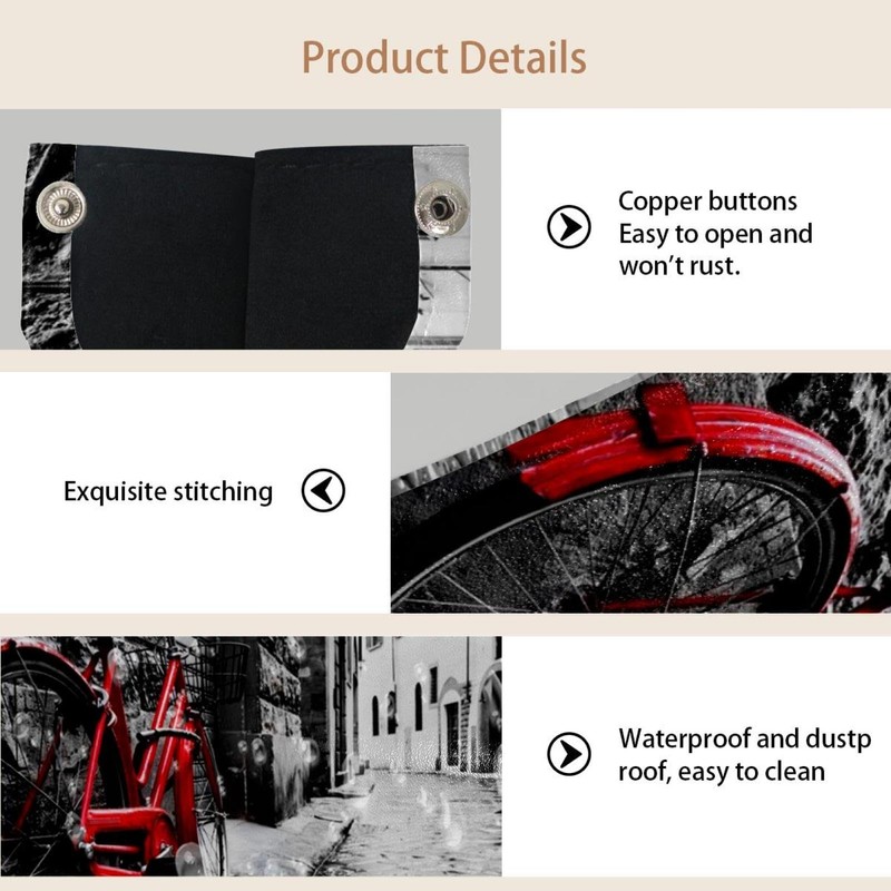 2 Pack Tissue Box Cover Holder, Red Bicycle Rectangle Leather