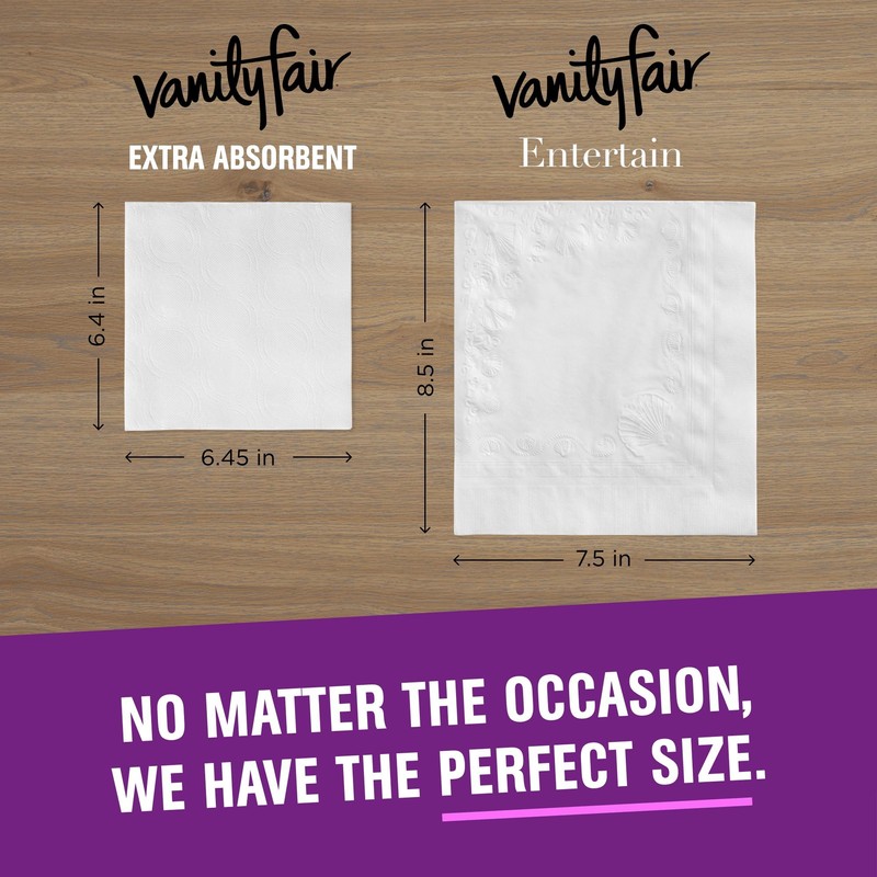 Vanity Fair Extra Absorbent Premium Paper Napkins, 80 Count, Disposable