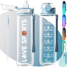 MYFOREST Tritan™ 1L Water Bottle (Large/Small Sip 2-in-1) 100% Dishwasher Safe, BPA-Free Water Bottle, Shockproof, Time Marker for Motivational Hydration