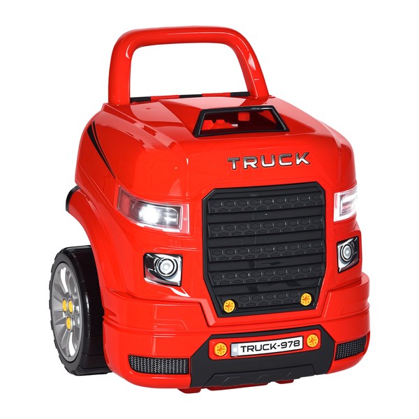 Qaba Truck Engine Toy, Kids Mechanic Set with Lights, Sounds,
