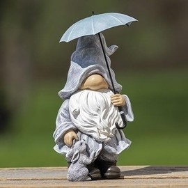 Roman Gnome with Umbrella Statue, 11.5-inch Height, Resin, Home, Garden, Outdoor