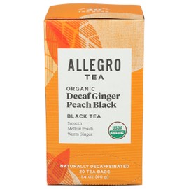 Allegro Tea, Organic Decaf Ginger Peach Black Tea Bags, 20 ct