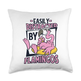 Pink Big Flamingo Pants Stuffed Animal Plush Gifts Easily Distracted American Lesser Flamingo Throw Pillow, 18x18, Multicolor