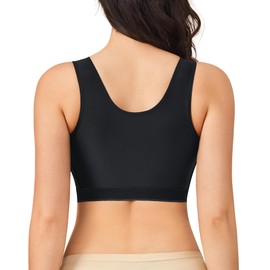 BRABIC Women's Front Closure Bra Post-Surgery Posture Corrector Shaper Tops with Breast Support Band (Black, M)