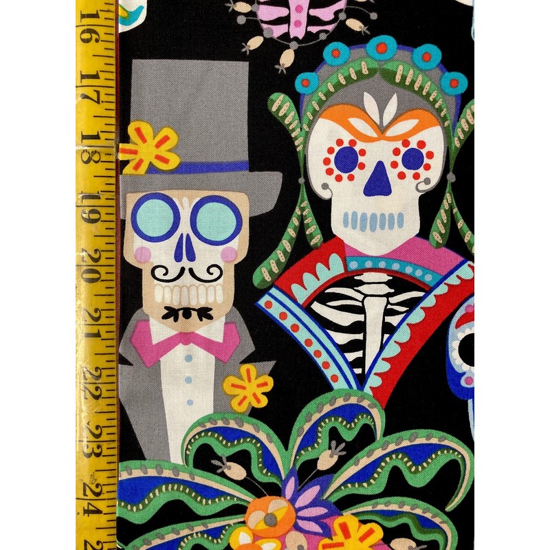 Carita Calaveras Black Alexander Henry Fabric - by Half Yard