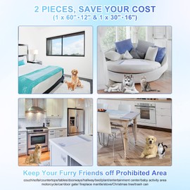 SEERWAY Scat Pet Shock Mat 2 Packs, Shock Pads for Dogs and Cats Training Indoor, Electric Repellent Mat Keeps Pets Off Couch, Sofa, Countertop, 3 Modes (60" x12” + 30"x16")