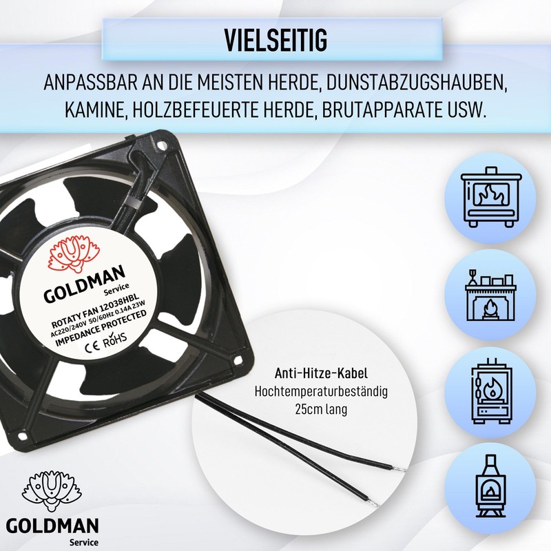GOLDMAN SERVICE Axial fan for high temperatures with protective grille