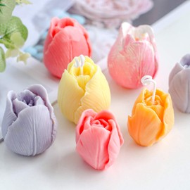 Molde de tulipán, 2 moldes de vela de tulipán 3D, molde de silicona en forma de flor de tulipán, moldes de jabón hechos a mano para hacer velas, manualidades de resina, decoración de pasteles de