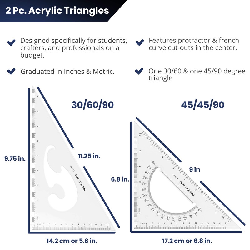2 Pack Triangle Set 8 Inch 30/60 & 45/90 …