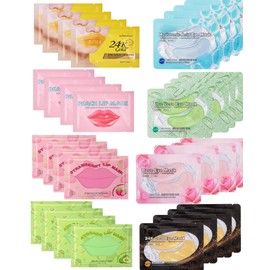 32 Pairs Lip Mask&Eye Mask Set, Supplied Skin Care Lip&Eye Pads,Moisturizing Lip Masks for Dry Lips Daily Spa,Crystal Hydrating Under Eyes Patches for Puffy Eyes Women Stocking Stuffers Bulk Gift