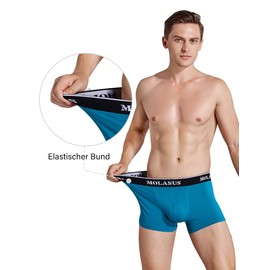 Molasus Mens Soft Cotton Stretch Boxer Trunks Underwear No Fly Tagless Underpants MultiPack Large