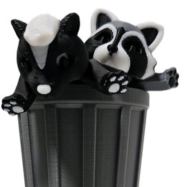 3D articulating trash can friends! - Color: Skunk