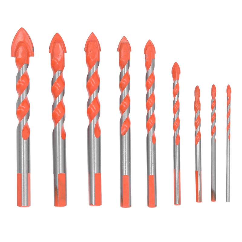 9Pcs Masonry Drill Bits Set Cemented Carbide Industrial Strength Carbide