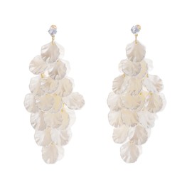 Tassel Shell Earrings for Women White Shell Statement Sea Summer Beach Lightweight Dangling Drop Earrings Dainty Fashion Ear Jewelry (596-shell earrings)