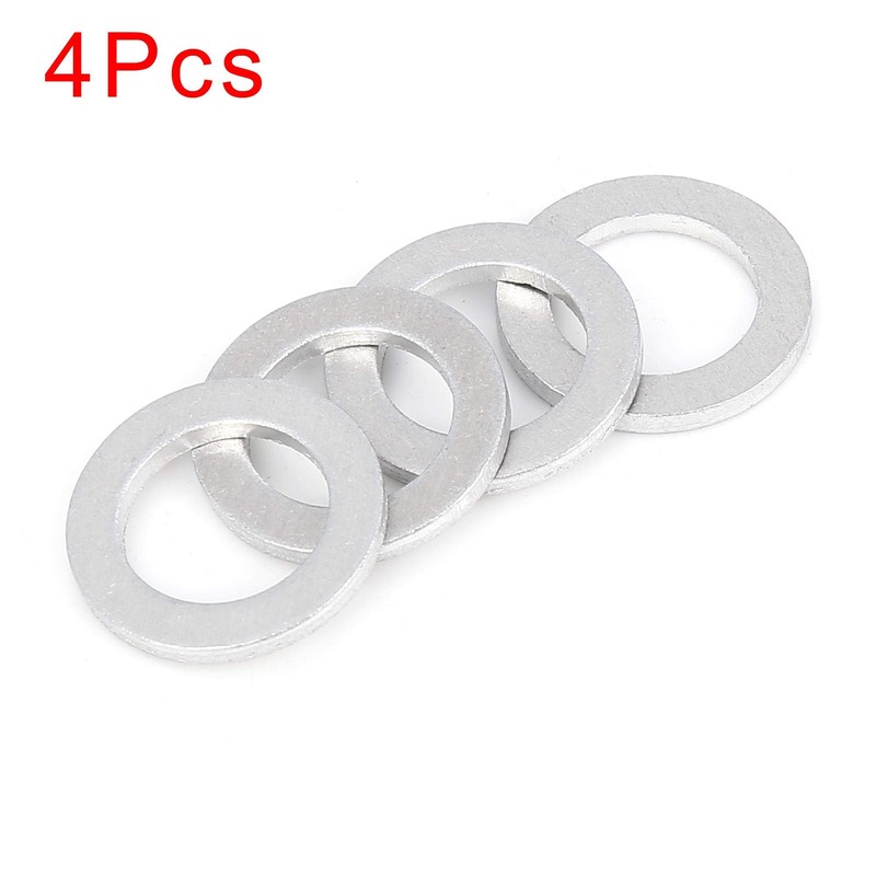 X AUTOHAUX 4pcs M14 Silver Tone Oil Drain Plug Gaskets