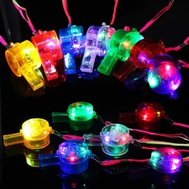 Silbato Luminoso Led Con Cordón Para Fiestas X10 Piezas