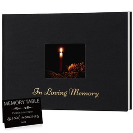 XKDOUS Linen Funeral Guest Book for Memorial Service Hardcover in Loving Memory Guestbook Celebration of Life Keepsake Guest Sign in Book with Table Sign for Funeral Service