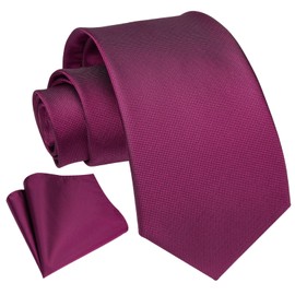 Enlision Men's Plain Ties and Pocket Square Set Classic Wedding Business Ties for Men Formal Tie, Hot pink