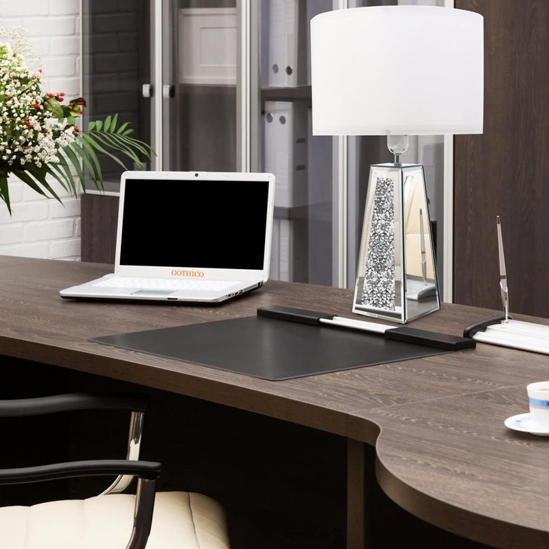 GOTHICO Silver Mirror Crushed Diamond LED Table Lamp, Four Prism