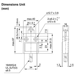 Heschen Compact Prewired Limit Switch, TZ-3103, Cross Roller Plunger, SPDT, Momentary Type, AC250V 5A, IP67 Waterproof
