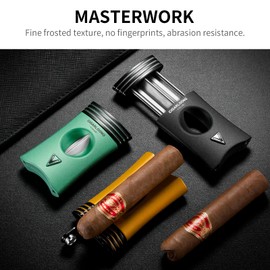 CIGARLOONG V-Cut Cigar Cutter Guillotine Build-in Cigar Punch Stainless Steel Sharp Blade Cigar Cutter in Gift Box(Yellow)