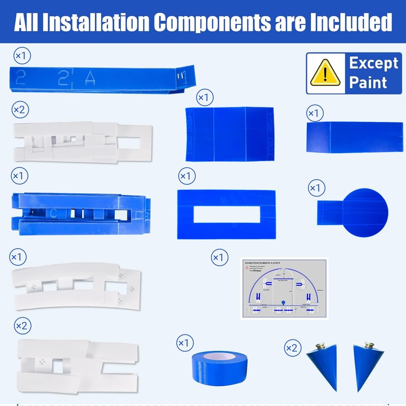 Reusable Waterproof Basketball Court Stencil Kit for Concrete