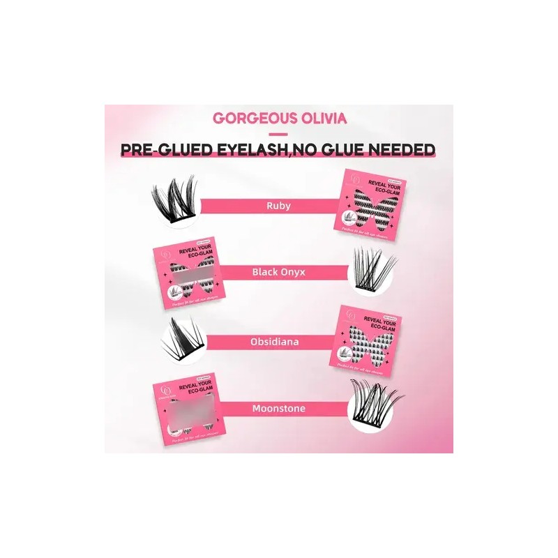 96 Pzs Pestañas Postizas Kit Completo Rosa Chicle Moonstone