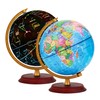 Exerz Illuminated World Globe 20cm Diameter Wooden Base - Spanish
