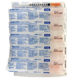 100 Jeringas Para Insulina de 1 ml con Aguja integrada 30 G x 13 mm (1/2”) Jeringas para insulina con aguja integrada y bajo espacio muerto para aplicar hasta 100 Unidades o menos marca NIPRO