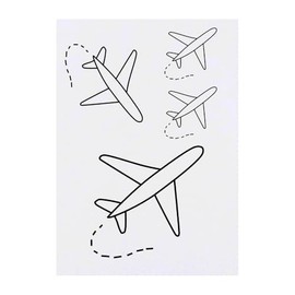 4 x 'Travel Airplane' Temporary Tattoos - Water Resistant, Skin-Safe, Non-Toxic Transfers, Mixed Sizes (TO00084716)