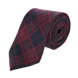 Trafalgar Men's Kincade Red Blackwatch Plaid Silk Necktie, Red Plaid
