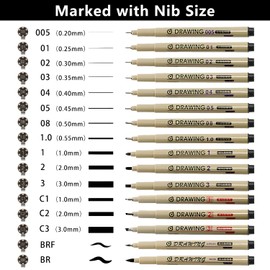 MOTIBACK 16Pcs Waterproof Fineliner Pens - Essential Art Supplies for Precision Drawing and Design, Ideal as Gifts for Drawing Pens Enthusiasts in Manga Anime, Sketching, Zentangle