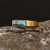 YIFSIY 18K Gold Plated Turquoise Rings Stainless Steel Square Cut