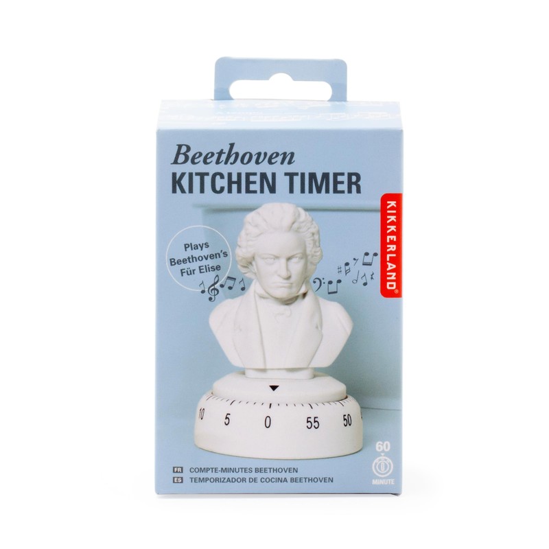Kikkerland Beethoven 60 Minute Kitchen Timer, Mechanical Kitchen Timer, Wind