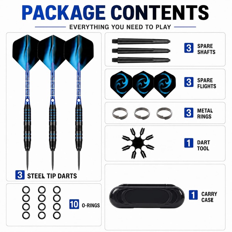 WayArrival Steel Tip Darts 24g, 3 Pack with Case and