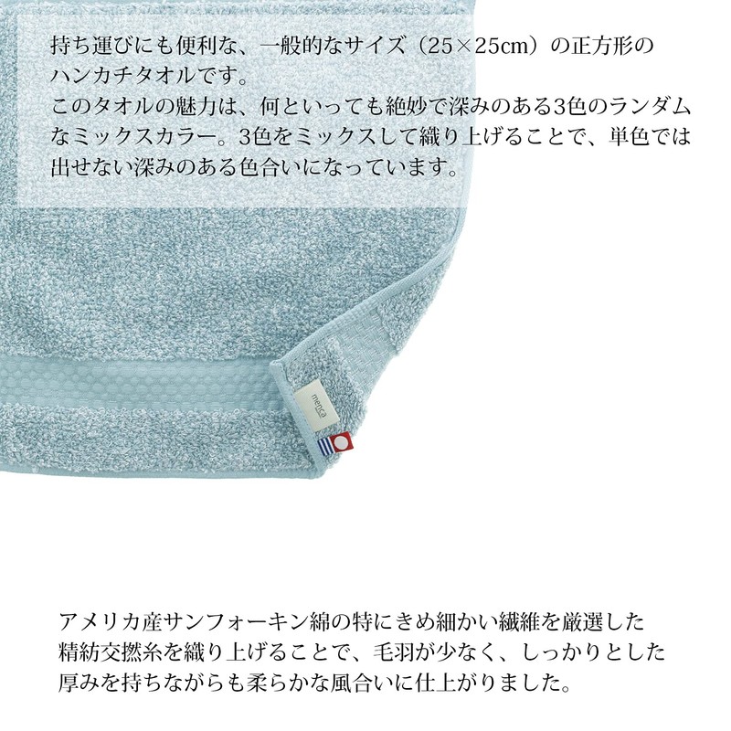 Tanaka Sangyo Menka Imabari Handkerchief, Sprout, Blue, Approx. 9.8 x