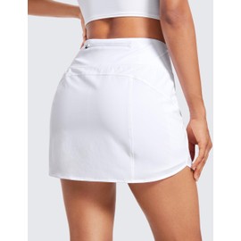 CRZ YOGA A Line Golf Skirts for Women High Waisted Split Hem Tennis Casual Skirt Shorts with Zipper Pocket White X-Large
