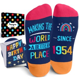 HAPPYPOP 70th Birthday Socks with Greeting Card Gifts Ideas - 1954 Birthday Gifts for Senior Citizen, Best Gifts for 70 Year Old Parents Men Women
