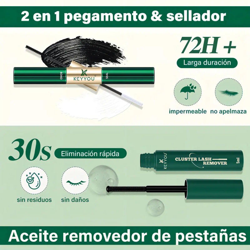Kit de Extensiones de Pestañas KEYYOU 40D Mink Sintético para