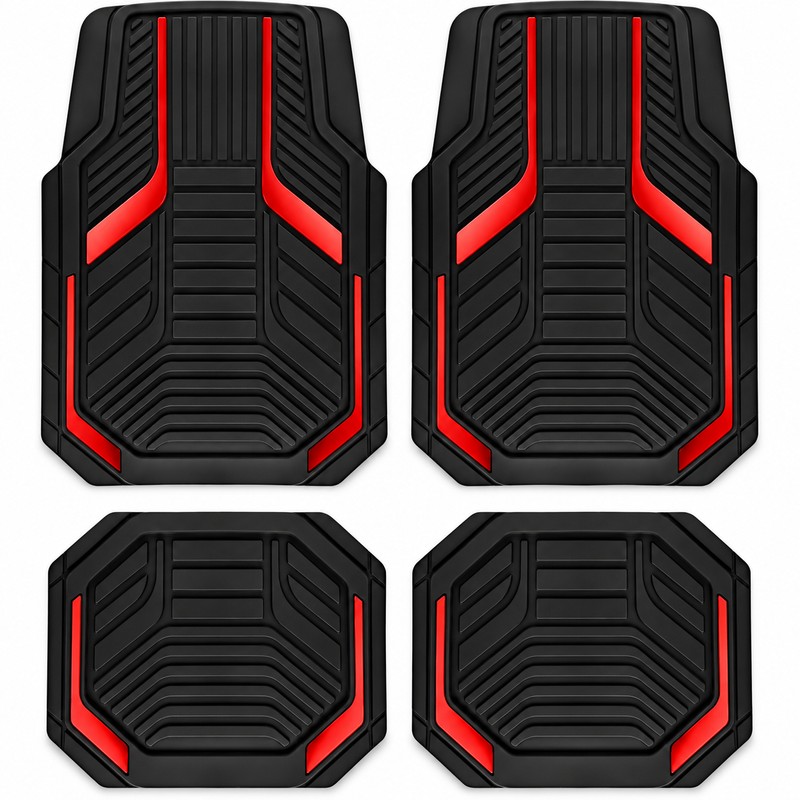 4 Piece Universal All Weather Rubber Car Floor Mats, Waterproof