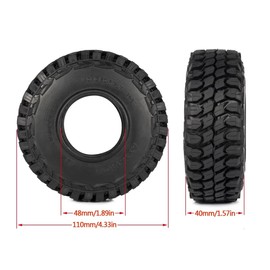 4Pcs Rubber 110x40mm 1/10 RC Crawler 1.9 Tires with Foam Inserts for Gen7 Gen8 SCX10 TRX4 Upgrades (D-110x40mm)